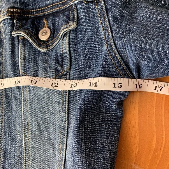 Vintage 90s Y2K Solid Jeans USA Denim Jean Cropped Jacket Sz M Made In USA - Picture 5 of 9